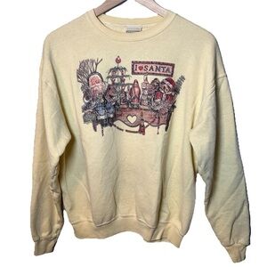 Vintage Lee Cotton Blend Christmas Sweatshirt size M Old Time Santa Crewneck
